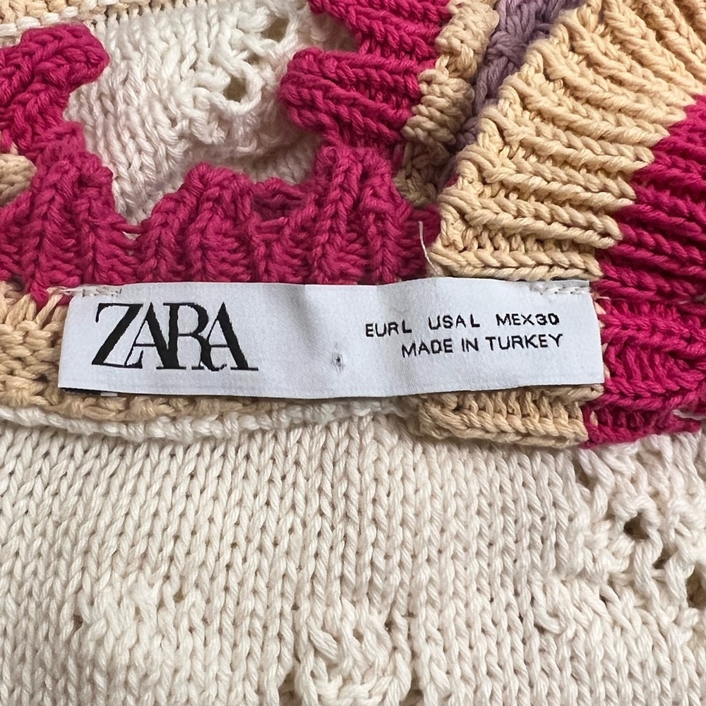 Zara cropped Crochet Top Size Large in good condition preowned 100% cotton - Picture 8 of 9